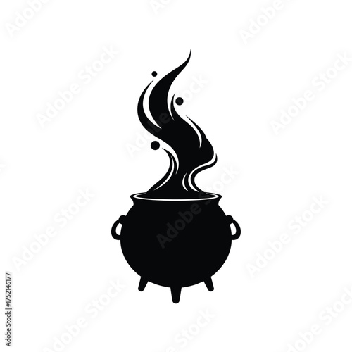 Black witch s cauldron silhouette with bubbling potion