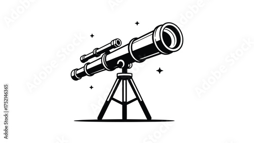 Vintage telescope on a tripod with stars in the background a classic illustration for astronomy and discovery