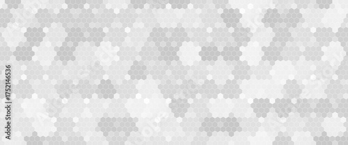Abstract vector gray background with hexagon shapes different opacity.