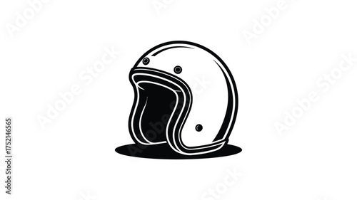 Retro motorcycle helmet hand drawn sketch illustration in black and white