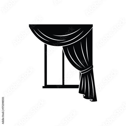 Draped window curtain silhouette