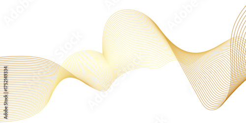 Abstract wavy lines flowing curve golden gradient color on transparent background. Abstract white background colorful lines. modern wavy stripes on white background isolated.
