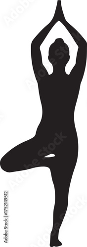 Tree Pose Yoga Silhouette Vector Illustration