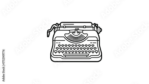Vintage manual typewriter illustration with a classic design and paper in the roller
