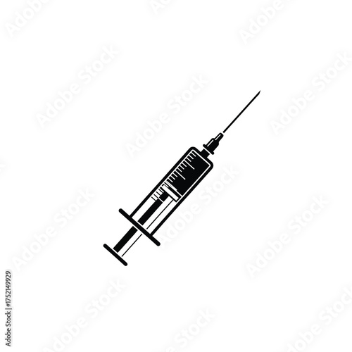 Hand drawn sketch of a medical syringe silhouette