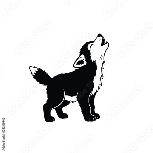 Howling wolf pup silhouette