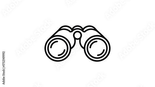 Minimalist outline drawing of binoculars on a white background for observation and exploration