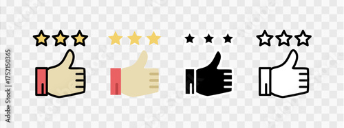 Thumbs up and star rating icons, suitable for positive feedback and review concepts.