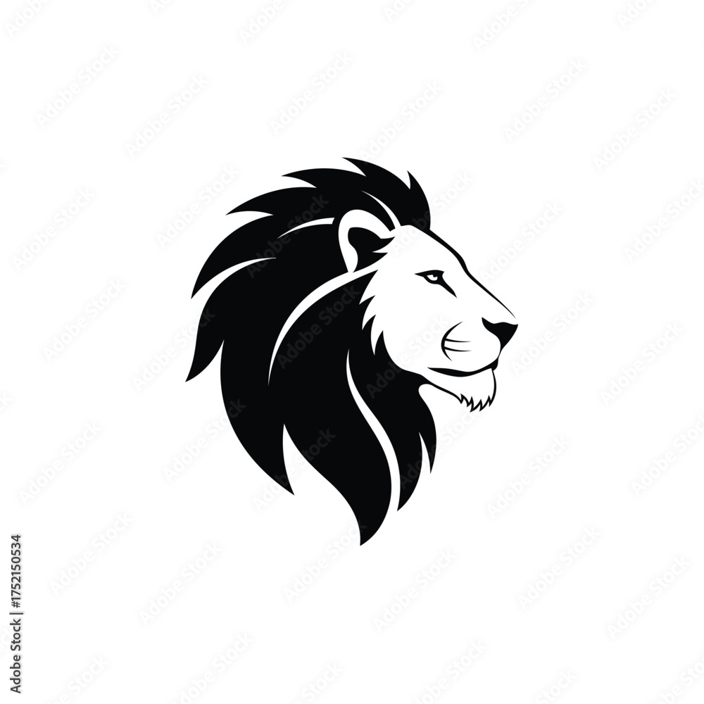 Fototapeta premium Majestic lion head profile silhouette