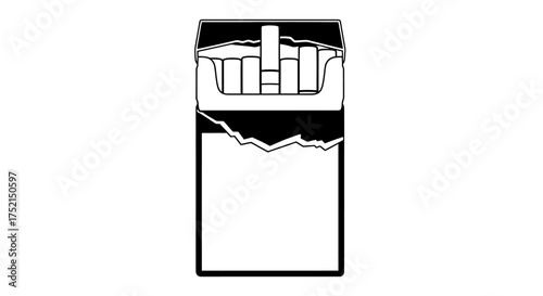 Illustration of a cigarette pack with some cigarettes visible at the top, partially opened.