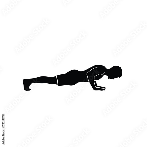 Man performing push up exercise silhouette