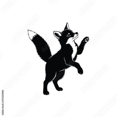 Playful fox silhouette in motion