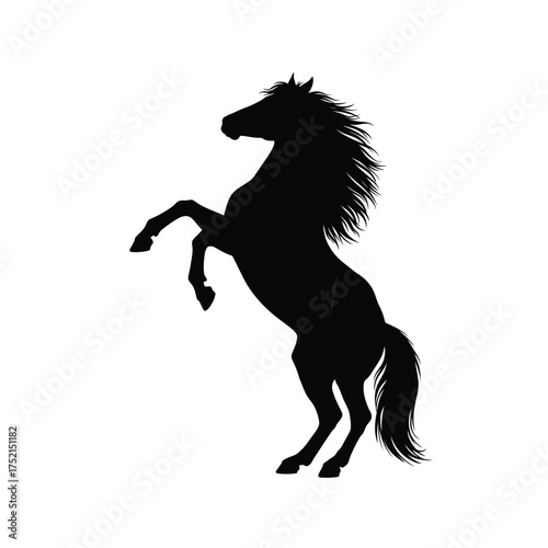 Powerful rearing horse silhouette