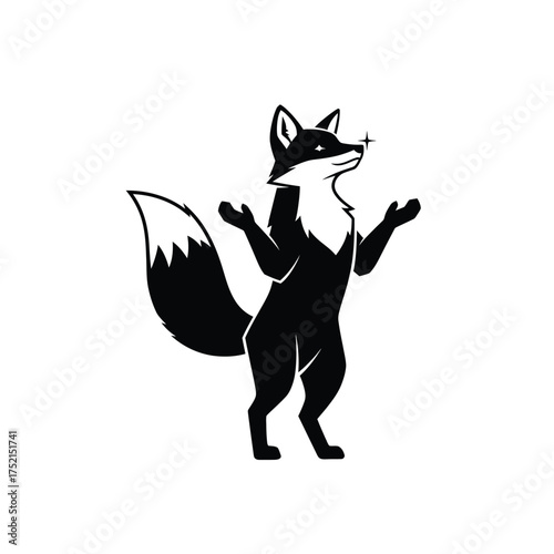 Standing fox with arms raised silhouette