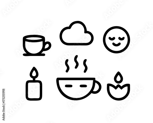 Collection of relaxation and wellness icons