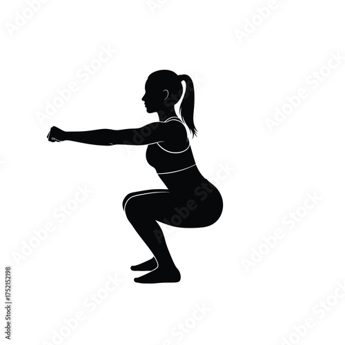 Woman performing a squat exercise silhouette