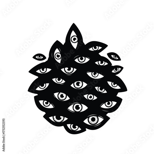 Abstract cluster of many eyes silhouette