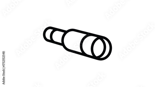 Simple line drawing of a cylindrical object with a tapered end and rings