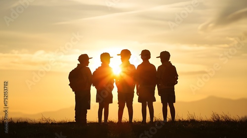 Hari Pramuka Text with Scout Uniform Silhouettes