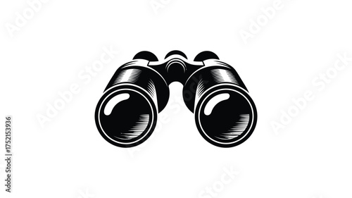 Vintage binoculars illustration in black and white with a retro style