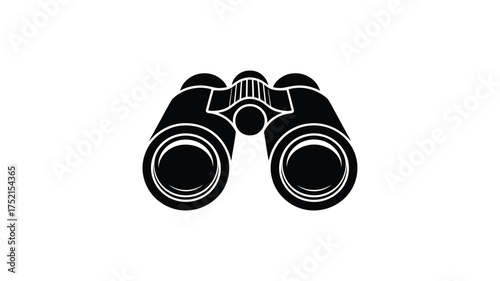 Black silhouette of binoculars isolated on a white background for observation and exploration