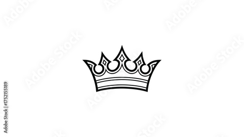 Simple hand drawn outline of a royal crown symbol on a white background