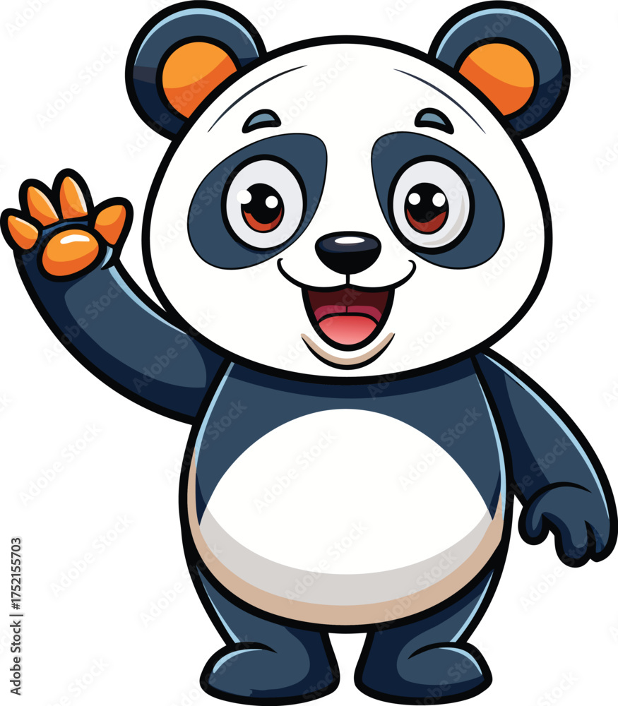 Naklejka premium Cartoon Panda Waving – Cute Vector for Kids and Mascot Themes