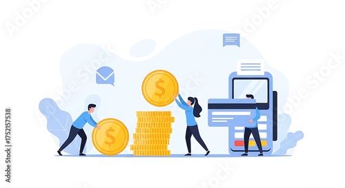 Wallpaper Mural Financial transactions and digital payment illustration. Torontodigital.ca