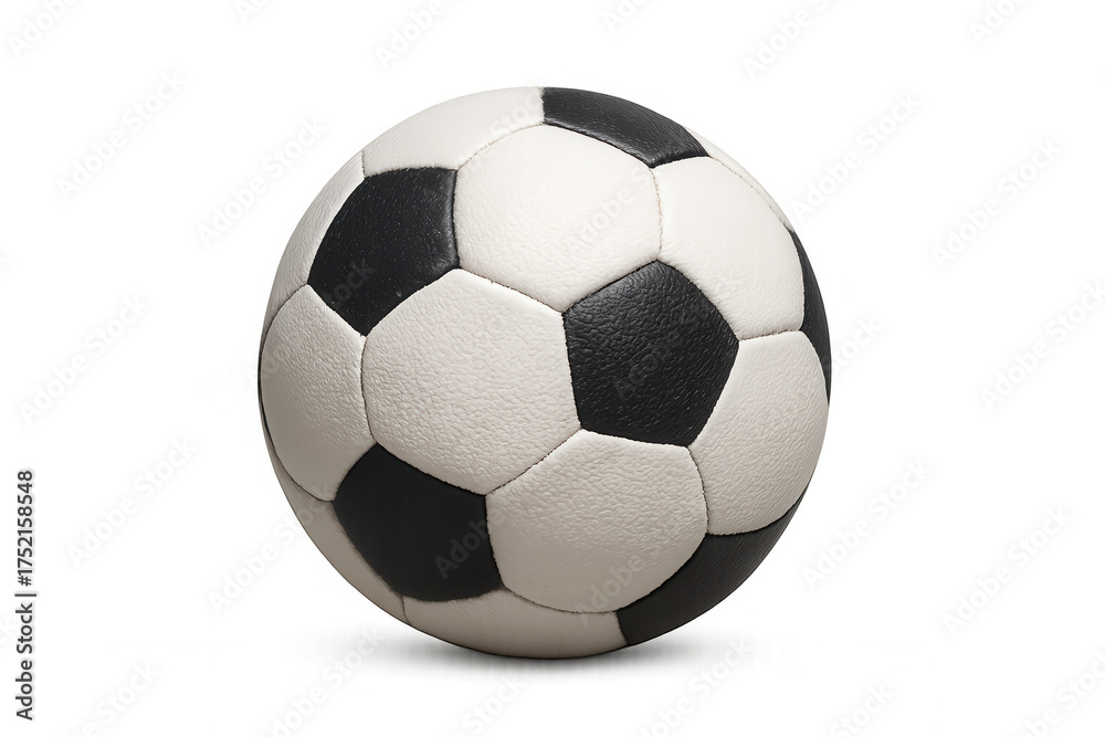 Naklejka premium Classic black and white soccer ball showing textured surface for sports branding and competition, transparent background