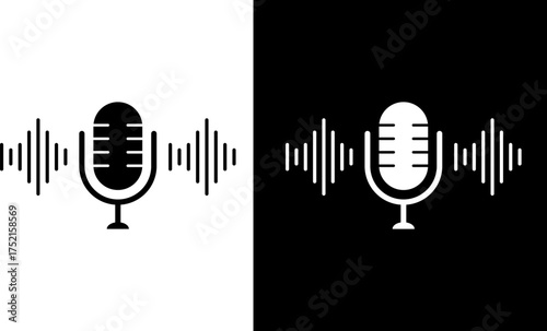  Podcast microphone icon. Vocal signs. voice icon symbol. public speaker. Audio sign collection
