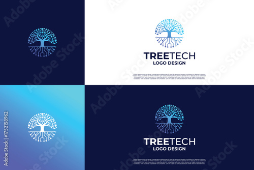 Tree tech logo design inspiration