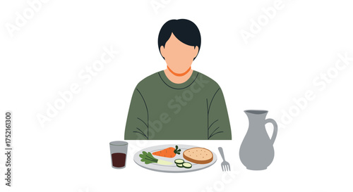 A Person Enjoying a Nutritious Meal Served with a Beverage