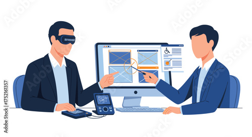 Two Professionals Analyzing Data and Using Virtual Reality Technology for Business Insights