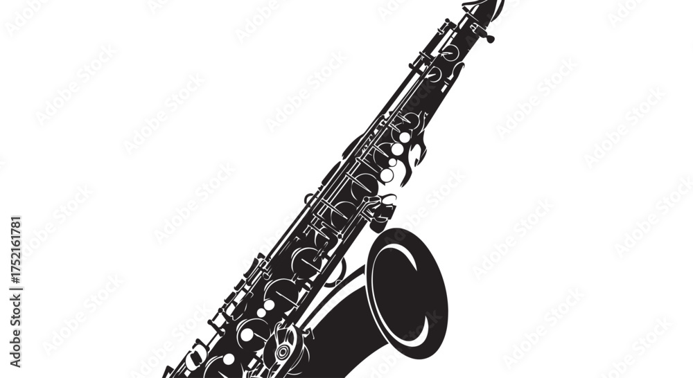 Fototapeta premium Closeup silhouette of a saxophone, isolated on transparent background