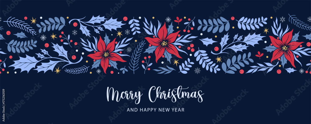 Obraz premium Festive floral Christmas banner