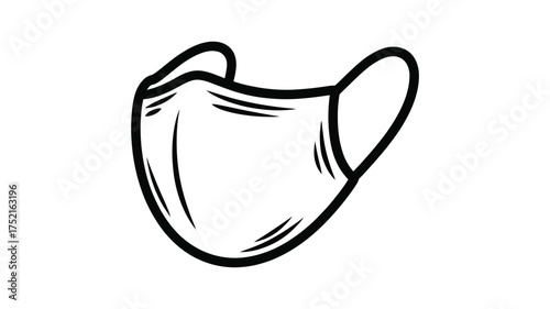 Simple hand drawn line art illustration of a cloth face mask for protection