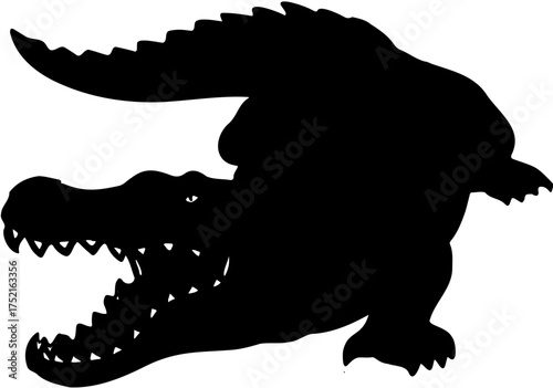 crocodile silhouette, a very ferocious animal. Animals can live on land and in water