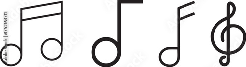 Musical Note Icons set of music note melody notes. key composition musical song. Music note symbols with Vector illustration.