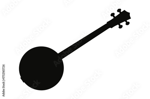 Banjo silhouette vector, musical instrument icon