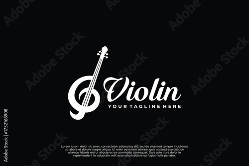 Violin logo logo design with note music logo combine