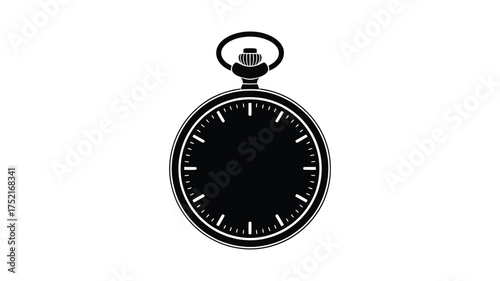 Classic oval pocket watch silhouette with roman numerals and chain loop