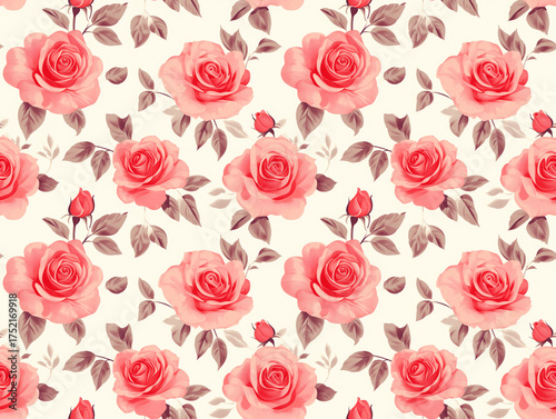 Wallpaper Mural Festive Winter Holiday Seamless Pattern with Classic Red Roses Gold Ornaments Stars Holly Berries and Pine Tree Branches Torontodigital.ca