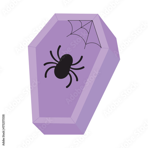 cartoon coffin in flat style
