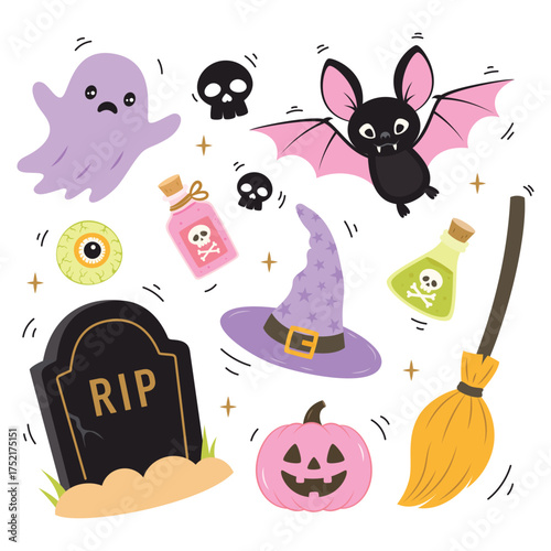 halloween magic elements set