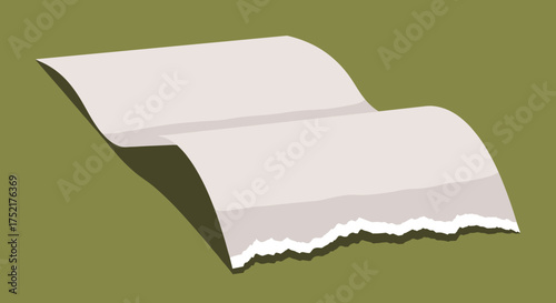 Torn Paper Sheet with Jagged Edges and Shadow.