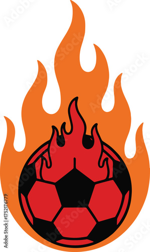 Flaming Soccer Ball Vector Icon, Hot Fire Football Logo