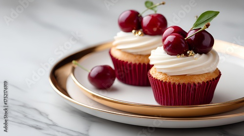 Cherry Gold Cupcake Elegance