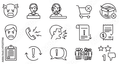Customer service and feedback icons, isolated on transparent background