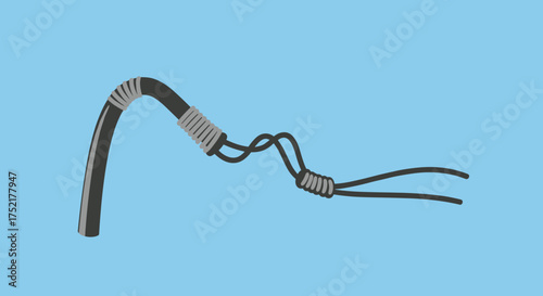 A black plastic drinking straw tied in a complicated knot.