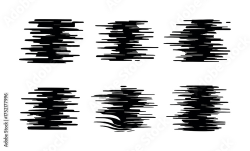 Vector Set of abstract black scribble lines on white background